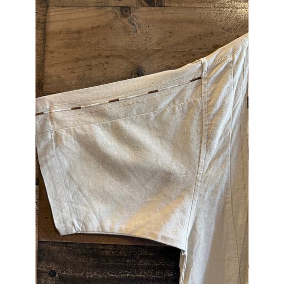 Gachu by KBB, Tan/ Natural Linen Button Up, Short Sleeve, Men Size XL - Picture 5 of 9